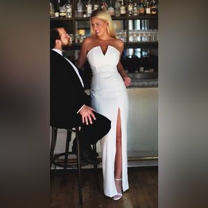 Jay Godfrey strapless Sylvia tuxedo gown white size 8